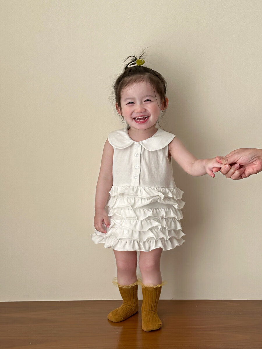 FADOBABY Girls Summer Dress New Baby Princess Doll Collar Cake Dress Children's Sleeveless Dress 4